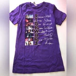 Next Level Purple Star Wars Shirt with Cast Signatures | Size Small